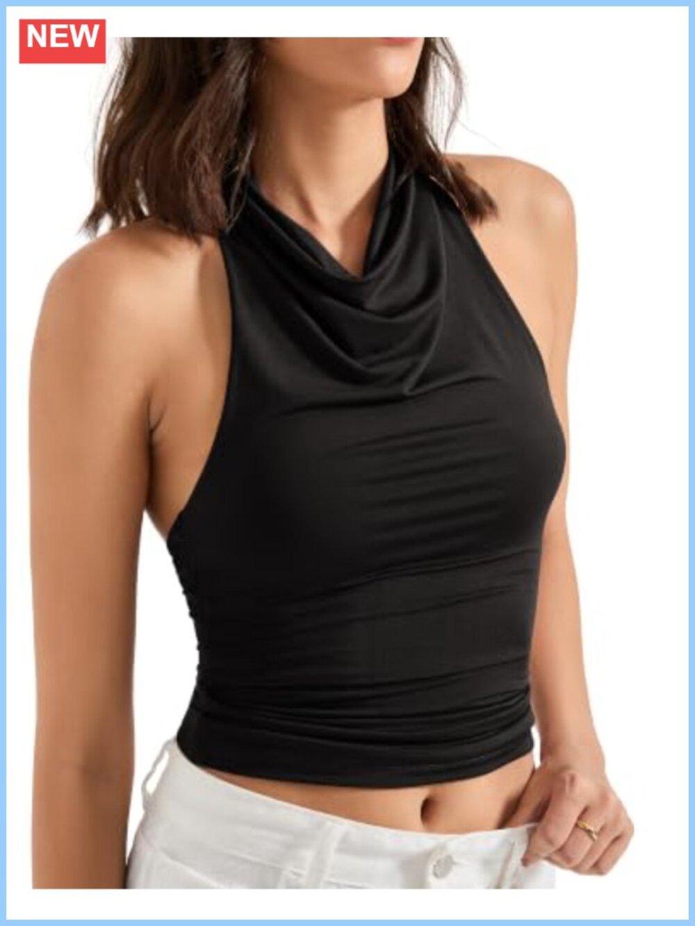 Halter Backless Tank Top Sexy Cowl Neck Summer Cami Soft Modal Stretch